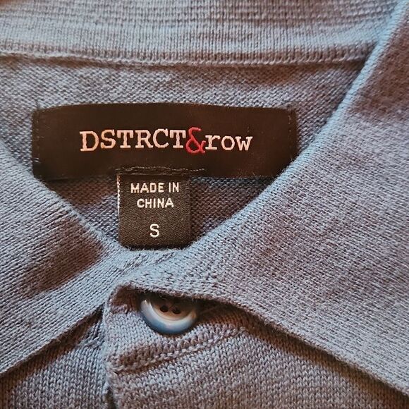 Dstrct & Row Stitch Fix Long Sleeve Cotton Polo Shirt, Small, Blue White Stripes - Picture 7 of 10